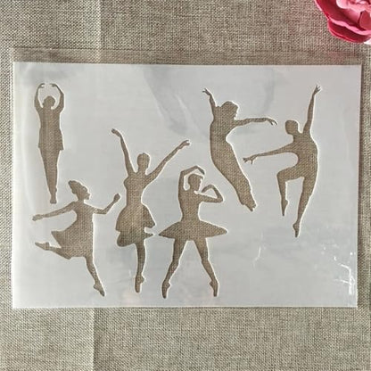 TIAMECH A4 Reusable Dancing Girl Stencil for Painting | Gymnastics Dancer Layering Template, DIY Wall Art, Wood Furniture, Scrapbook & Crafts (8.3x11.7inch) - style: Dancing Girl