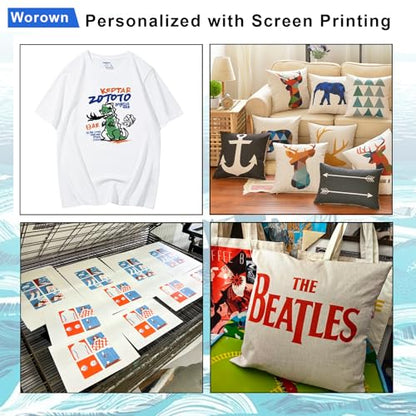 Worown 16 x 20 Inch Aluminium Silk Screen Printing Frame with 160 White Mesh and 1 Piece of 13.7 Inch Wooden Screen Printing Squeegee - size: 16 x 20 Inch