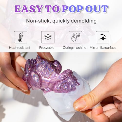 LET'S RESIN Dragon Resin Molds, 3 Pcs Lively 3D Animal Silicone Molds