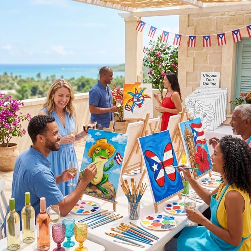 Tinlade 12 Pcs Pre Drawn Canvas for Painting Stretched,Puerto Rico - size: Puerto Rico