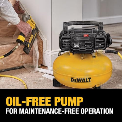 DEWALT Pancake Air Compressor, 6 Gallon, 165 PSI (DWFP55126) | Oil-Free Maintenance-Free Pump, Wood Working, Roofing, Home, Jobsite, 165 Max PSI, 2.6 SCFM @ 90 PSI