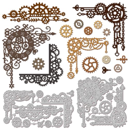 GLOBLELAND Steampunk Corner Cutting Dies for Card Making Gear Corner Cut Die for DIY Scrapbooking Journal Embossing Paper Craft Decor - color: Steampunk Corner
