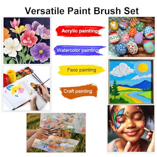 Transon Artist Paint Brush Set of 12 for Acrylic Watercolor Gouache Oil Craft Painting Blue - color: 12 Pcs Blue