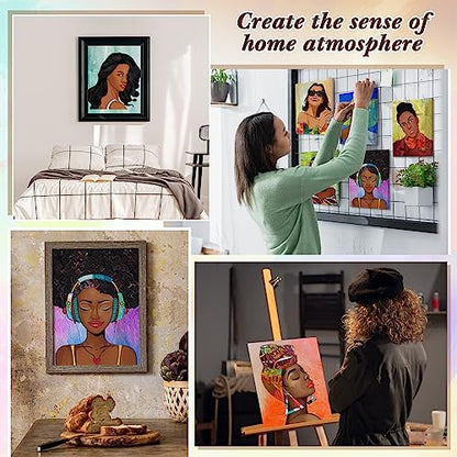 Sherr 10 Pcs Pre Drawn Canvas for Painting,Classic Afro Queen,8 X 10 Inch | Preprinted Stretched Cotton Canvas for Adults, Pre Drawn Painting Outlines for Couple Date Night, Sip and Paint Party Favor - style: Classic Afro Queen