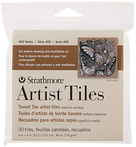 Strathmore (105-977-1 400 Series Toned Tan Artist Tiles, Brown, 30 Sheets - size: 4 x 4 inches, style: Toned Tan