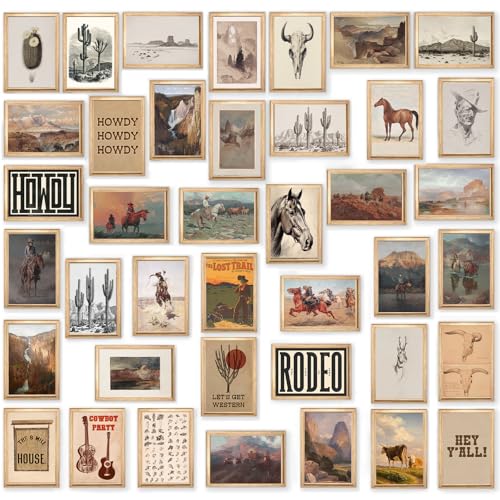 Western Decor Vintage Western Wall Decor,Boho Vintage Home Decor 40pcs Collage Southwestern Pictures,Farmhouse Wall Decor Cowboy Art,Southwestern Artwork Prints for Bathroom Bedroom Decor,Unframed,4x6inch - color: Western-4x6in