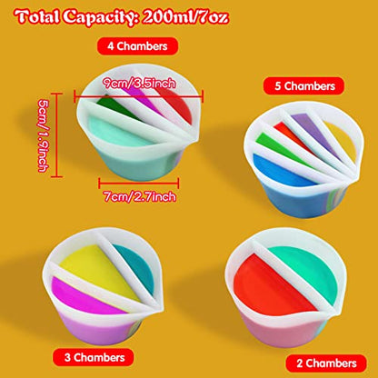 Split Cup for Paint Pouring Fluid Art Silicone Split Cup Resin Pouring Painting Tools DIY Making Drawing Accessories Reusable Split Cup with Dividers (3 Channels) - color: 3 Channels