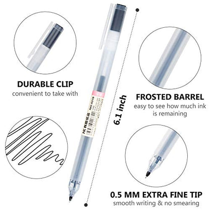 XSG Black Gel Pens[0.5mm]，Extra fine point pens Ballpoint pens For japanese Office School Stationery Supply 12 Packs - color: 0.5Black