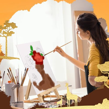 Motipuns 12 Set Flower Crown Lady Pre Drawn Canvas for Paint for Adults | 12 x 16 Inch, Sip and Paint Party Kit, Pre Printed Framed Canvas with Easels Paints Brushes Aprons, Party Adult Art Supplies - style: Black Floral Girl