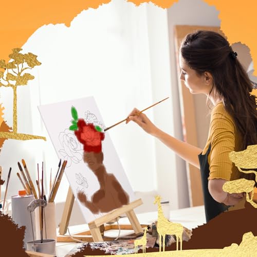 Motipuns 12 Set Flower Crown Lady Pre Drawn Canvas for Paint for Adults | 12 x 16 Inch, Sip and Paint Party Kit, Pre Printed Framed Canvas with Easels Paints Brushes Aprons, Party Adult Art Supplies - style: Black Floral Girl