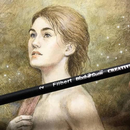 Black Swan Synthetic Red Sable Flat Paint Brushes - Flat Size # 14 - Professional Quality Long Handle Paint Brushes for Oil, Heavy Body Media and Acrylic - Artists of All Levels - size: Size 14