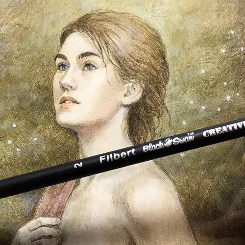 Black Swan Synthetic Red Sable Round Paint Brushes - Round Size # 1 - Professional Quality Long Handle Paint Brushes for Oil, Heavy Body Media and Acrylic - Artists of All Levels - size: Size 1