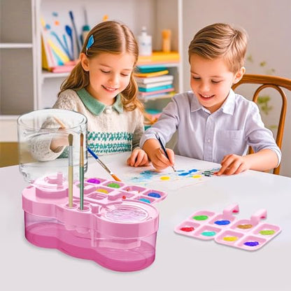Upgraded Paint Brush Cleaner Tool,Brush Rinser Cup Painting Running Water Circulation Art Supplies for Acrylic,Watercolor and Water Based Creative Gift for Adult Artist Beginner and Painter - color: Pink