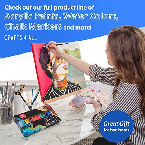 Crafts 4 All Acrylic Paint Set - Art Paints for Canvas, Model Painting, Wood, Ceramics and Fabric - Craft Supplies with 3 Artist Brushes for Adults & Kids﻿, 12 Pack, 12mL - size: 0.4 Fl Oz (Pack of 12)