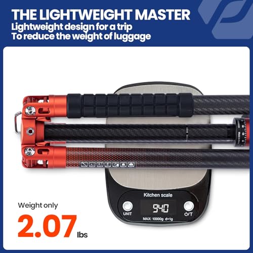 Fotopro 62 Inch Carbon Fiber Tripod for Camera Ultralight Travel Camera Tripod Max Loads Up 22lbs X-Aircross 3 Orange - color: Orange