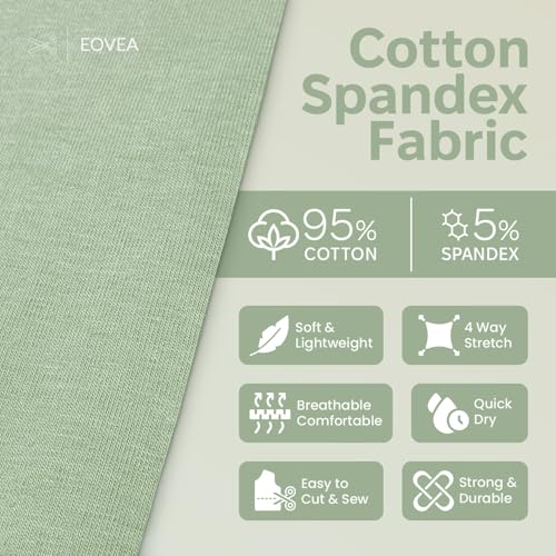 EOVEA - Cotton Spandex Fabric by The Yard - 4 Way Stretch Jersey Knit - Spandex & Cotton T-Shirt Fabric - Lightweight, Breathable - 60" Wide Roll| 10 oz(Lt Sage, 1 Yard) - color: Lt Sage, size: 1 Yard