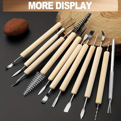 LINPHCEY 11-Piece Clay Sculpting Tools Set Perfect for Polymer Air Dry Modeling Clay Beginners & Professionals Ideal for DIY Pottery & Ceramics Tools for Clay Sculpey Sculpting & Crafting