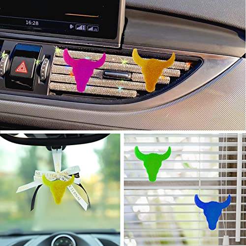 Silicone Bull Skull Molds - Car vent clips included, Oven safe, For resin soap or candle making - 12 pc kit - color: Bull Skull