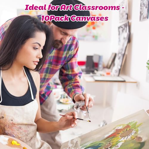 10 Pack 12"x16" Canvas Panels 100% Cotton for Acrylics & Oils | Gesso Triple Primed, Acid-Free & Non-Toxic, Art Painting Supplies for Gifts, Canvas Boards Ideal for Kids, Adults & Artists - size: 12x16" - 10Pack