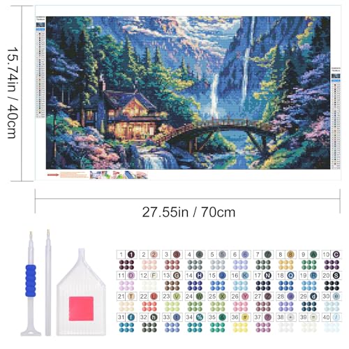 JOOZ Mountain Diamond Painting Kit for Adults 5D Large Landscape Diamond Art Kits for Adults House Diamond Art Painting Kits Gem Art Kits for Home Wall Decor 27.5x15.7Inch - color: GH10