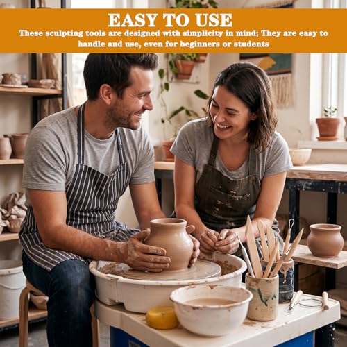 Clay Modeling Tools Kit 78-Piece, Stainless Steel & Pine Wood Clay Sculpting Tools for Carving, Trimming, Shaping, Smoothing - Pottery Tool Set for Beginners & Pros