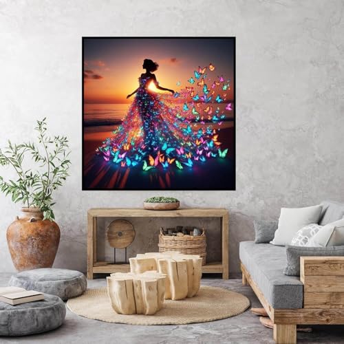 Dugsmgd Butterfly Diamond Art Kits for Adults, Diamond Painting 12X12 Inch - color: Butterfly Girl