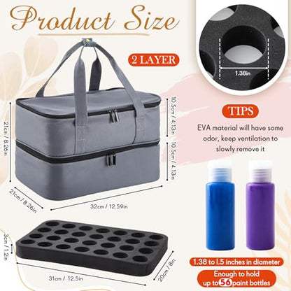 Abbylike Acrylic Paint Organizer Bag for up to 56 Bottles (2 Oz),Gray - color: Gray
