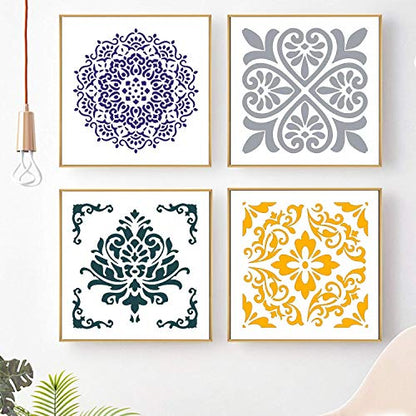 6 Pcs Small Pattern Mandala Stencils Reusable Mandala Dot Painting Templates DIY Floral Spray Paint Stencil Drawing Craft Stencil for Wood Wall Tile Floor Canvas Fabric Furniture Rock Concrete (6x6) - color: Delicate Style