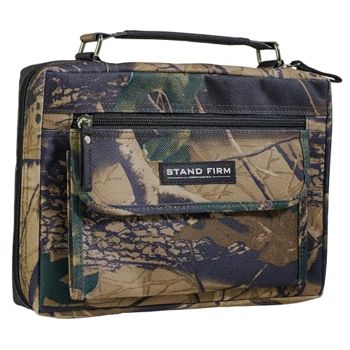 Christian Art Gifts Stand Firm Oak Moss Camo Poly-Canvas Organizer Bible Cover - 1 Corinthians 16:13, Medium - size: Medium