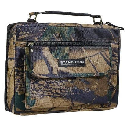 Christian Art Gifts Stand Firm Oak Moss Camo Poly-Canvas Organizer Bible Cover - 1 Corinthians 16:13, Medium - size: Medium