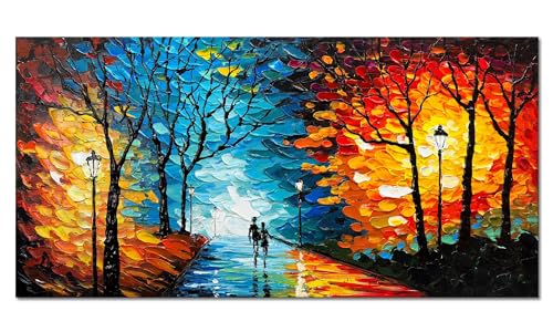 Alenoss Hand Painted Modern Oil Paintings on Canvas Large Wall Art 24x48 Inches Romantic Abstract Painting Contemporary Art Living Room Bathroom Wall Decor - color: AL-B98