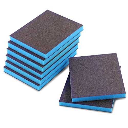 8Pcs 100 Grit Sanding Sponge, Jamiikury Medium Sanding Blocks Washable and Reusable, Wet Dry Sandpaper Sponge for Wood Metal FurniturePaint and Drywall - size: 100 Grits