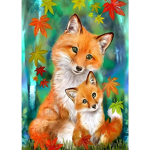SENQAO Fox Diamond Painting Kits for Adults, Animal DIY Diamond Art Kits Full Round Drill Fox Diamond Art Kit for Kids Beginners, Crystal Picture Gem Art for Home Wall Decor 12x16In - color: fox