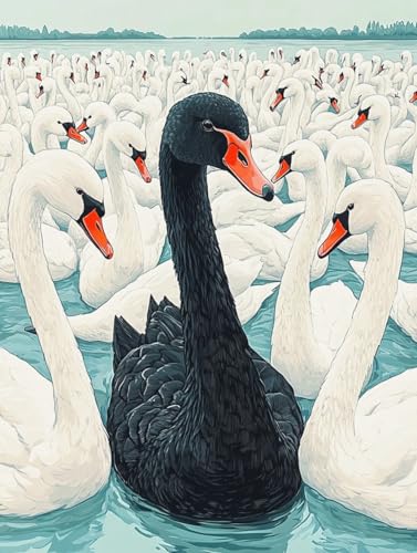 ZRIZQ Paint by Numbers Kit for Adults Beginner Swan,Animal,16x20 | Full set with wooden brushes,rolled canvas,rich paints.Calming activity.Beginner friendly.Just open and paint. - color: 16"X20"Rolled Canvas(Frameless)-Black Swan