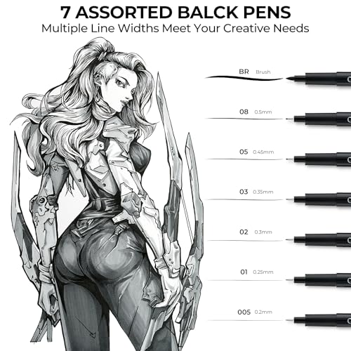 Ohuhu Colored Fineliner Pens 18 Pack and Ohuhu Art Sketchbook