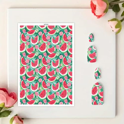 10 Pcs Fruits Clay Transfer Paper for DIY Art Crafts, Watermelon Floral Water Polymer Clay Transfer Paper Sheets for Polymer Clay Jewelry Earrings Making Supplies 5.82X3.93 inch - color: Watermelon