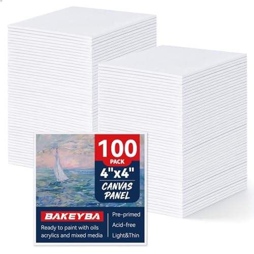 100 Pack 4x4 Inch Mini Canvas Boards for Painting, Square Art Panel - size: 4"x4"- 100pcs