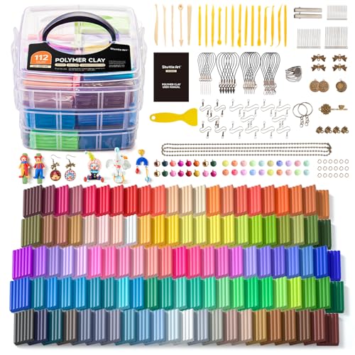 Shuttle Art 112 Colors Polymer Clay Kit, Oven Bake Clay for Kids, 20 Sculpting Tools, 16 Accessories, Non-Toxic, Non-Sticky DIY Crafts for Kids Adults - color: 112 Colors