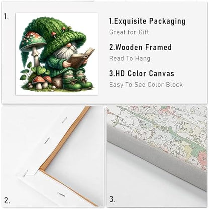 Paint by Numbers Kit for Adults,Gnome DIY Paint by Number With Frame - color: MT6006-0205