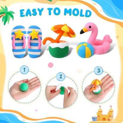Capoda 30 Sets Summer Air Dry Clay Kits for Kids Back to School Gifts Bulk - style: Summer