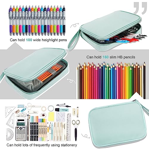 Big Capacity Storage Pouch Marker Pen Pencil Case Simple Stationery Bag Box Art Tool & Sketch Storage Boxes for Bullet Journal Middle High School Office College Student Girl Women Adult Teen - color: Mint Green