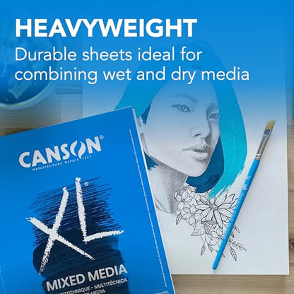 Canson XL Series Mixed Media Pad 60 Sheets with Watercolor Paper Pad 30 Sheets, 7x10 inches - size: 7x10, style: Mixed Media + Watercolor Paper, 30 Sheets