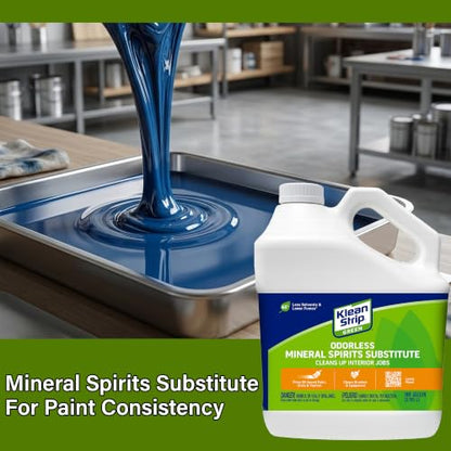 Painter's Choice Klean Strip Green Mineral Spirits - 1 Gal - Paint Thinner for Oil Based Paint, Varnish, & Stains - Mineral Spirits for Wood & Cleaning Surfaces - Available with Omni Depot Gloves
