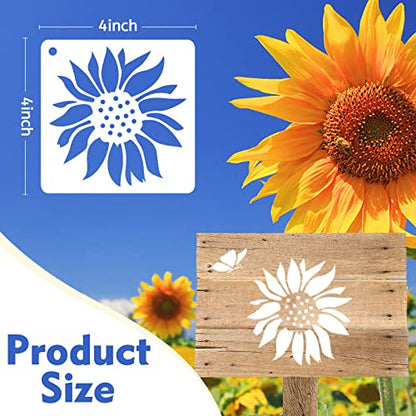 50 PCS Flower Painting Stencils Reusable Flower Stencils for Painting on Wood Rocks Canvas Fabric Glass Pottery 4x4 Inch - color: Flower Plant