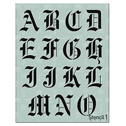 Stencil1 Old English Font Stencil 2" Alphabet Letters Painting Craft - size: 2" Letters