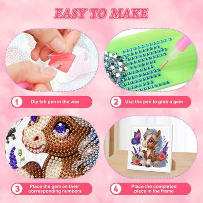 Arttoplus Horse Diamond Art Painting Kits for Kids with Frame 7x7 inch - color: CC1056-US