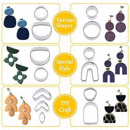Amylove 72 Pieces Polymer Clay Roller Tools Machine Clay Conditioning Machine Polymer Clay Cutter Kit with Shapes Stainless Steel Clay Earring Cutters Earring Hooks Accessories for Clay Earring Making