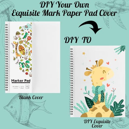 7.6 × 10In Marker Sketchbook, 200gsm Double-Sided Bleedproof Marker Paper | 30 Sheets Acid-Free Smooth Paper, Spiral Bound & Tear Line, Lays Flat for Markers, Pens - size: 7.6×10 Inch (1 pack)