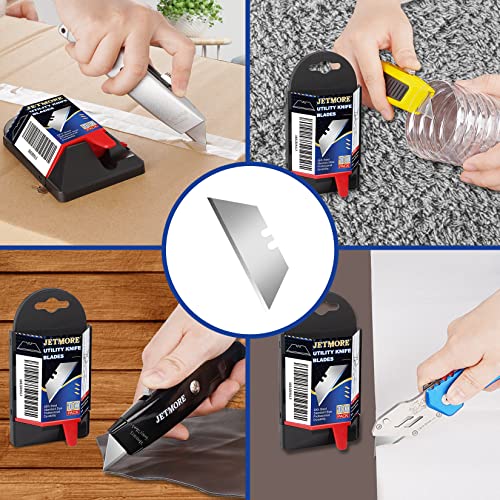 100 Pack Utility Knife Blades, Knife Blades, SK5 Razor Blades | SK5 steel stays sharp through cartons, carpet and vinyl, box cutter blades in a dispenser keep utility blades organized - size: 100 Pack