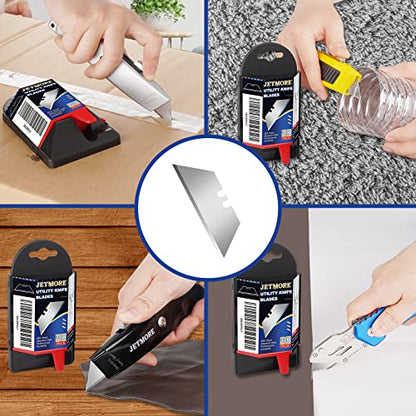 100 Pack Utility Knife Blades, Knife Blades, SK5 Razor Blades | SK5 steel stays sharp through cartons, carpet and vinyl, box cutter blades in a dispenser keep utility blades organized - size: 100 Pack